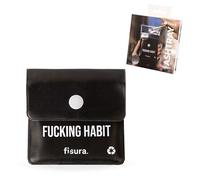 Fisura - Cendrier de poche pliable “F*cking habit”. Accessoire pratique pour voiture, sorties et voyages. Pochette réutilisable et originale pour contenir vos cendres. 8 x 8 cm.