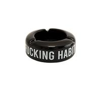 Fisura - Cendrier original noir avec message "f*cking habit". Cendrier d'extérieur avec une phrase amusante. Cendier design fabriqué en céramique. Mesures : 10 x 10 x 4 centimètres.