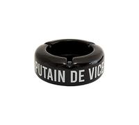 Fisura - Cendrier Original Noir avec Message p*Tain de Vice. Cendrier d'extérieur avec Une Phrase Amusante. Cendier Design fabriqué en céramique. Mesures : 10 x 10 x 4 centimètres.