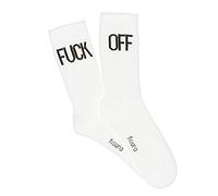 fisura. - Chaussettes originales pour hommes avec message F*** Off en blanc. Chaussettes pour le cadeau. Une paire de chaussettes hautes. Composition : coton et polyester. Taille : 41-45.