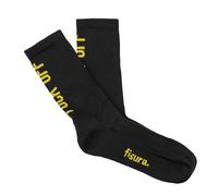 fisura. - Chaussettes originales unisex “off”. Chaussettes cadeau. Chaussettes hautes noires et jaunes. Chaussettes avec message. Chaussettes en coton et polyester. Taille unique.