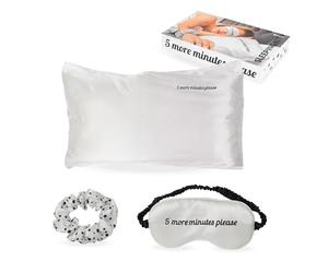 Fisura - Coffret Sommeil “5 More Minutes”. Comprend : taie d’Oreiller satinée 50x70 cm, Chouchou Doux en Satin et Masque Relaxant. Idée Cadeau Originale pour Femme.