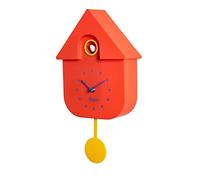 Fisura - Coucou Horloge Rouge avec Cadran Bleu. Coucou Murale. Pendule Murale Originale. 3 Piles AA Non incluses. 21,5x8x41,5. Plastique ABS.