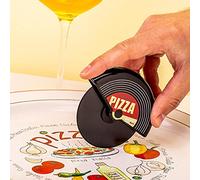 FISURA - Coupe-pizza "vinyle" original. Roulette à pizza avec un design amusant. Couteau à pizza en acier inoxydable et ABS. Mesures : 7,5 x 5,5 centimètres.