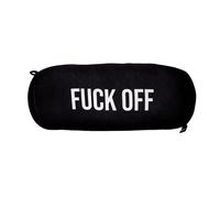 Fisura Coussin de Plage F*CK Off Oreiller cylindrique 29 x 12 cm Coussin de Relaxation Noir Oreiller de Voyage Original Oreiller de Camping en Polyester.