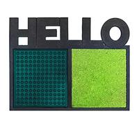 fisura. DM1366 Paillasson rectangulaire désinfectant Hello Vert et Noir Caoutchouc polypropylène et Fibre de Coco H1,5 x 51 x 65 cm