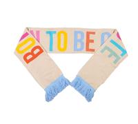 Fisura - Écharpe femme hiver beige avec message “Born to be cute”. Écharpe chaude et légère, réversible et originale avec franges. Écharpe femme 150 cm. Accessoire hiver doux et stylé.