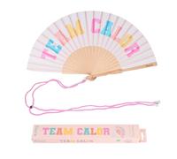 fisura. - Éventail en bois avec message “team calor”. Accessoire original et coloré, ventilateur de poche beige avec crochet inclus. Parfait pour affronter l’été avec style. Taille : 42,5 x 23 cm