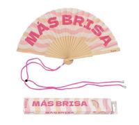 Fisura - Éventail en Bois « Más Brisa », éventail à Main Moderne à Vagues Roses, Accessoire été coloré avec dragonne Incluse, idée Cadeau Originale, 42,5 x 23 cm