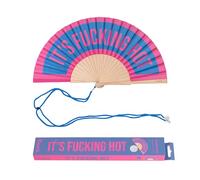 Fisura - Éventail en Bois Moderne avec Message “f*cking Hot”. Ventilateur de Poche coloré en Bleu et Rose, Accessoire au Style Unique avec Attache Incluse. Dimensions : 42,5 x 23 cm