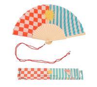 Fisura - Éventail en Bois Motif Soleil avec Effet Paillettes Multicolores, Accessoire à Main Estival avec dragonne Incluse, Design Lumineux pour Plage et Festival, idée Cadeau Femme 42,5 x 23 cm