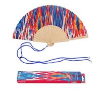 Fisura - Éventail en Bois Motif Tropical Multicolore, Accessoire à Main Design Estival avec dragonne Incluse, Style coloré pour Plage, Voyage et terrasse, idée Cadeau Femme 42,5 x 23 cm