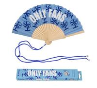 Fisura Éventail original avec message « Only f*NS » - Éventail en bois moderne et coloré - Ventilateur à main bleu avec imprimé éventails - Crochet inclus - Idée cadeau amusante - 42,5 x 23 cm