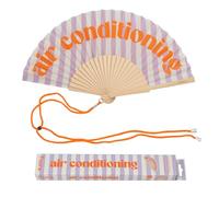 Fisura - Éventail Original “Air Conditioning” en Bois, Rayures Lilas, éventail à Main Moderne et coloré avec Cordon Inclus, idée Cadeau Femme été, 42,5 x 23 cm