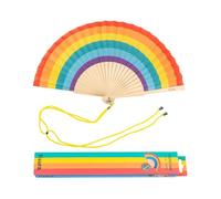 fisura. - Éventail original avec les couleurs de l'arc-en-ciel. Éventail en bois moderne et amusant. Éventail multicolore arc-en-ciel. Dimensions : 42,5 x 23 Matériau : bois et textile.