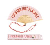 Fisura - Éventail original avec le message “F*cking hot flashes. Éventail moderne en bois et amusant. Éventail rose. Éventail avec cordon pour éventail. Dimensions : 42,5 x 23 cm.
