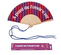 Fisura - Éventail Original avec Message « A Punt » - Éventail en Bois Moderne Rouge et Bleu. Accessoire coloré avec Cordon Inclus - Idée Cadeau été - 42,5 x 23 cm