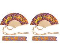 fisura. - Éventail Original avec Message “Alors on Dance”. Accessoire en Bois Moderne et coloré. Ventilateur à Main Orange et Violet. Dragonne Incluse. Idée Cadeau Amusante. 42,5 x 23 cm (Lot de 2)