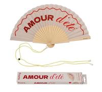 Fisura - Éventail Original avec Message “Amour d'eté”. Accessoire en Bois Moderne et coloré. Ventilateur à Main Rouge. Dragonne Incluse. Idée Cadeau Amusante. 42,5 x 23 cm