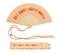 Fisura - Éventail Original avec Message “Ich Kann Nicht Mehr”. Accessoire en Bois Moderne et coloré. Ventilateur à Main Orange. Dragonne Incluse. Idée Cadeau Amusante. 42,5 x 23 cm