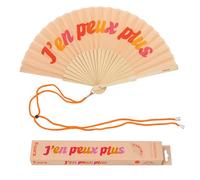 Fisura - Éventail Original avec Message “j’en Peux Plus”. Accessoire en Bois Moderne et coloré. Ventilateur à Main Orange. Dragonne Incluse. Idée Cadeau Amusante. 42,5 x 23 cm