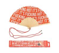 Fisura. - Éventail Original avec Message - Moderne et Amusant en Bois Pliant avec Cordon - Dimensions : 42,5 x 23 cm - Bois et Textile (Hot, Motif Rouge)