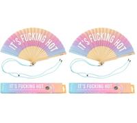 Fisura. - Éventail Original avec Message. Moderne et Amusant en Bois Pliant. (Lot de 2)