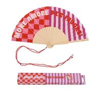 fisura. - Éventail Original avec Message “More Amore”. Accessoire en Bois Moderne et coloré. Ventilateur à Main Rose. Dragonne Incluse. Idée Cadeau Amusante. 42,5 x 23 cm
