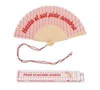 Fisura - Éventail Original avec Message « Pide Sombra » - Éventail en Bois Moderne à Carreaux Roses. Accessoire coloré avec Cordon Inclus - Idée Cadeau été - 42,5 x 23 cm