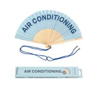 Fisura - Éventail original bleu avec message "air conditioning". Eventail en bois moderne et amusant. Eventail bleu 2 tons.42,5 x 23.Matériau : Bois et textile.