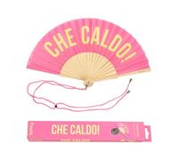 Fisura - Éventail Original avec Le Message “Che Caldo!”. Éventail Moderne en Bois et Amusant. Éventail Rose et Jaune. Éventail avec Cordon pour éventail. Dimensions : 42,5 x 23 cm., AHT2410158