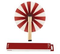Fisura - Éventail Pliable Papier Rayures Rouge Blanc, éventail Main Original Style pai pai Blanc Rouge, Accessoire Mariage invités Chic, idée Cadeau fête cérémonie été