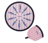 Fisura - Éventail Rond Pliable avec imprimé de Sardines. Ventilateur à Main Pliable Original Frisbee Amusant. 1 pièce. Éventail Portable pour fêtes 20 cm.