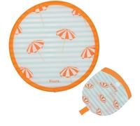 Fisura - Éventail Rond Pliable avec imprimé parasols. Ventilateur à Main Pliable Original Frisbee drôle. 1 pièce. Éventail Portable pour fêtes 20 cm.