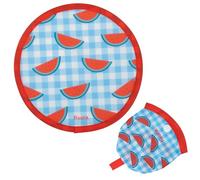 Fisura - Éventail Rond Pliable avec imprimé pastèques. Ventilateur à Main Pliable Original Frisbee drôle. 1 pièce. Éventail Portable pour fêtes 20 cm.