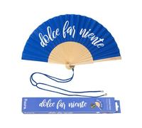 fisura. Fisura - Éventail Original avec Le Message “Dolce Far Niente”. Éventail Moderne en Bois et Amusant. Éventail Bleu et Blanc. Éventail avec Cordon pour éventail. Dimensions : 42,5 x 23 cm., AHT2410188