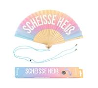 fisura. Fisura - Éventail Original avec Le Message “SCH*isse Heir”. Éventail dégradé en Bois. Cordon pour éventail. Brille dans l'obscurité. 42,5 x 23 cm., AHG2410185