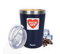 Fisura - Gobelet isotherme original “F*ck off” bleu 310 ml. Gobelet isotherme café en acier inoxydable sans BPA. Tasse café inox portable voiture. Idée cadeau amusante et pratique.