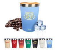 Fisura - Gobelet isotherme original "Ready". Gobelet isotherme bleu pour café à emporter. Tasse à café 310 ml. Tasse thermique en acier inoxydable. Sans BPA. Tasse pour voiture.