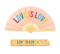 Fisura - Grand éventail Pliable “Love is Love”. Éventail Original avec Grand Message Arc-en-Ciel XXL. Éventail Pliable en Bambou. Dimensions : 64 x 33 centimètres., AHX2410390