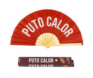 Fisura - Grand éventail Pliable “p*to calor”. Éventail Original avec Grand Message Rouge XXL. Éventail Pliable en Bambou. Dimensions : 64 x 33 centimètres.