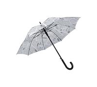fisura. - Grand parapluie « journal ». Parapluie noir et blanc pour les jeunes. Parapluie automatique avec bouton. Parapluie imprimé robuste. Diamètre de 106 centimètres.