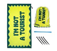 fisura. - Grande Serviette de Plage Verte avec Message “I’m Not a Tourist”, Serviette en Microfibre légère pour Piscine, Plage, Camping ou Pique-Nique, séchage Rapide, idée Cadeau, 180 x 100 cm