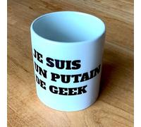 fisura. HM1125 Mug Je suis un putain de geek Blanc et noir Céramique D12 x H9,5 cm