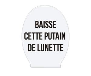 fisura. HM1714 Autocollant vinyle WC «Baisse cette putain de lunette», 31cm x 24cm