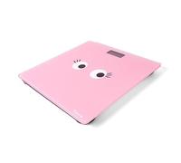 Fisura - Pèse-personne numérique. Pèse-personne en verre. Pèse-personne électronique jusqu'à 180 kg et 50 g de précision, technologie Step-On. 30 x 30 cm (Les yeux, roses)