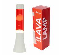 Fisura - Lampada de lava rouge et blanche, laver de 30 cm avec base blanche, liquide rouge. Lampada effet relaxant. 9x9x30 cm
