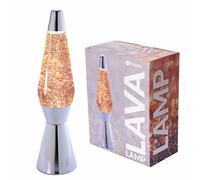 fisura. - Lampe à lave à paillettes. Base chromée, liquide transparent et lave pailletée. Lampe d'ambiance originale. Avec ampoule de rechange 11,5 cm x 11,5 cm x 40 cm.