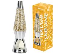 Fisura - Lampe à lave avec bougie. Lampe à lave pailletée avec base chromée. Décoration écologique. Cadeau original. Dimensions : 29 cm x 8,5 cm (bougie non incluse).