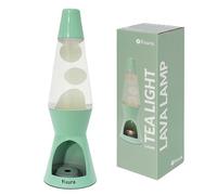 fisura. - Lampe à lave avec bougie. Lampe à lave sans électricité. Lampe à lave menthe et blanche. Lampe écologique. Cadeau original. 29 centimètres x 8,5 centimètres